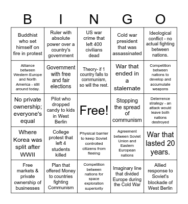 Cold War Bingo Card