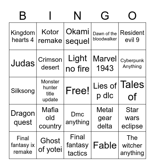 Summer gam fest Bingo Card
