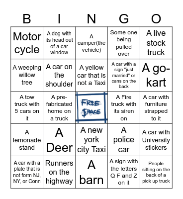 Bus Bingo Card