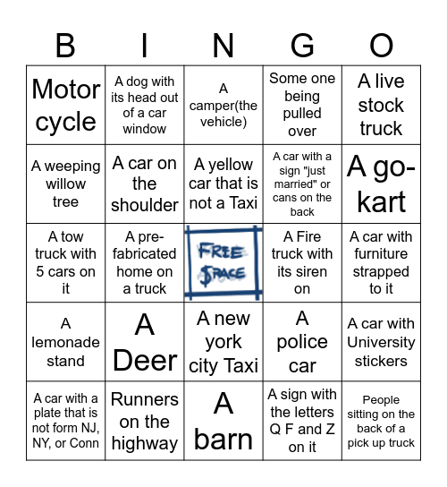 Bus Bingo Card