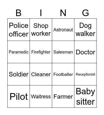 Job Role BINGO Card