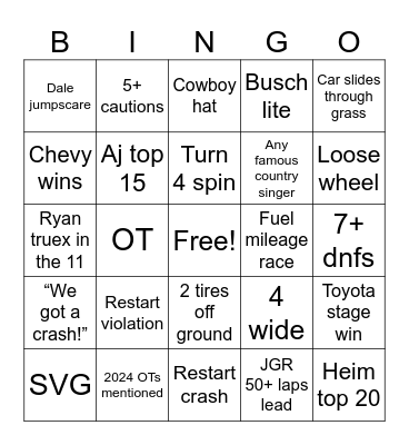 Nashville Bingo Card