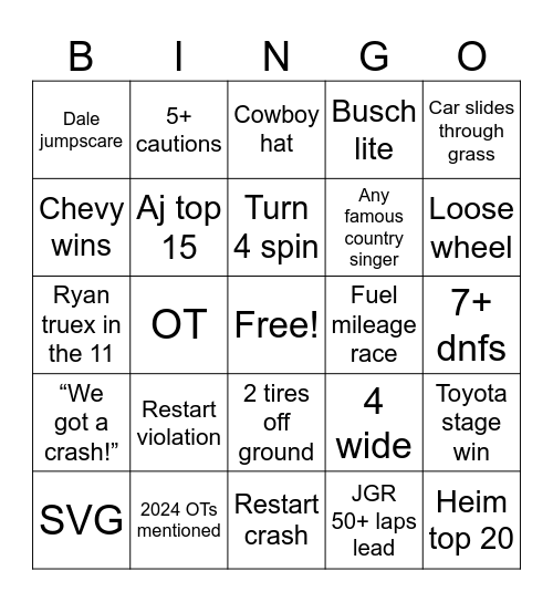 Nashville Bingo Card