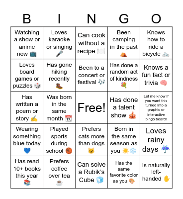 DFS Sugar Mouse Social Bingo Card