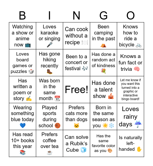 DFS Sugar Mouse Social Bingo Card