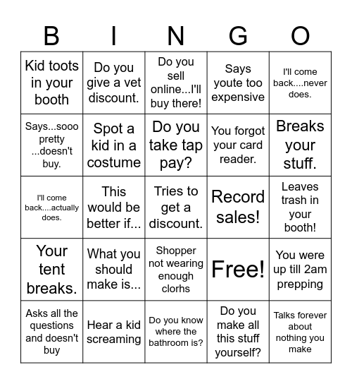 Vendor Bingo Card