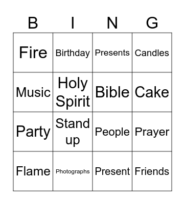 Hasbury Methodist Church Bingo Card