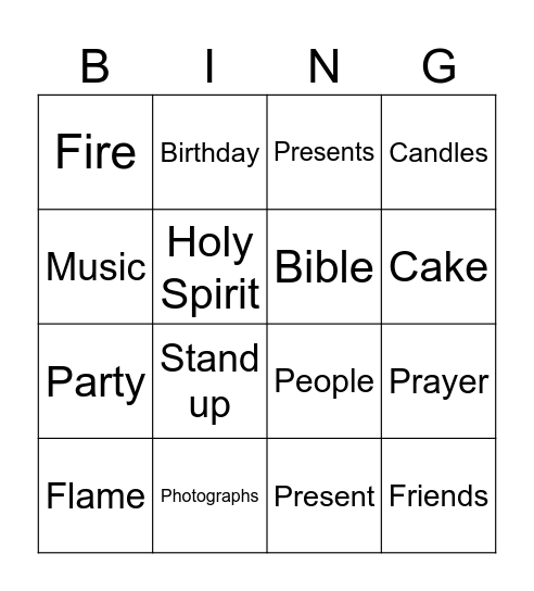 Hasbury Methodist Church Bingo Card