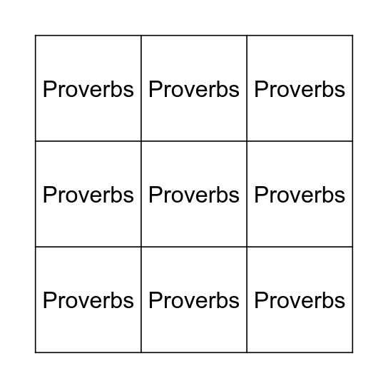 Proverbs Bingo Card
