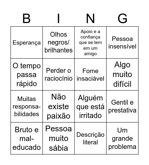 BINGO DE METÁFORAS Bingo Card