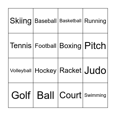 Sports Bingo Card