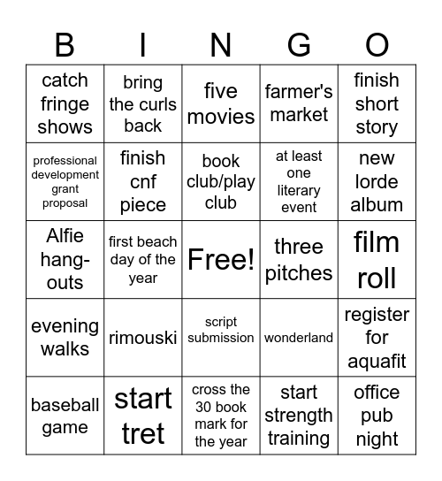 June Bingo Card