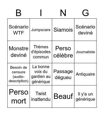 Jody Live Bingo Card