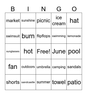 Summer Bingo Card