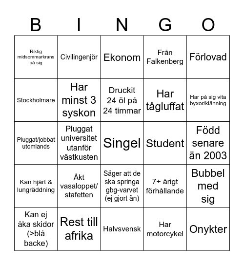 Midsommar i Gällinge - 2025 Bingo Card