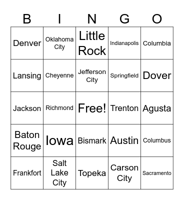TRingo! State Capitals! #14 Bingo Card