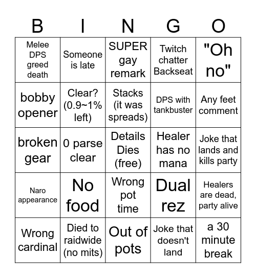 Momocord Static Bingo Card