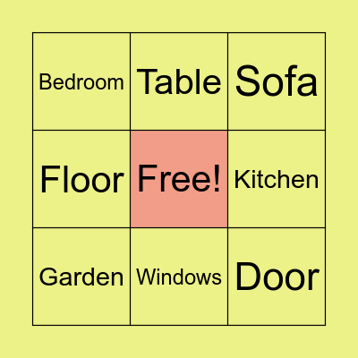 House Parts Bingo Card