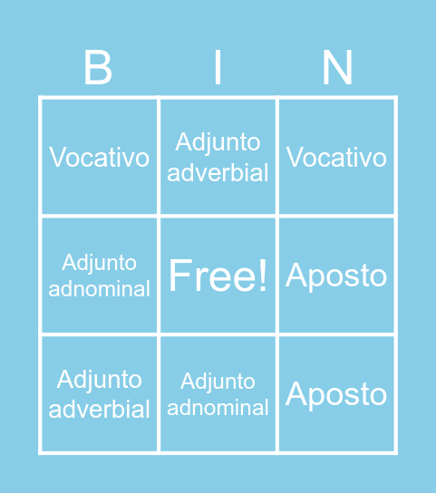 Termos acessórios Bingo Card