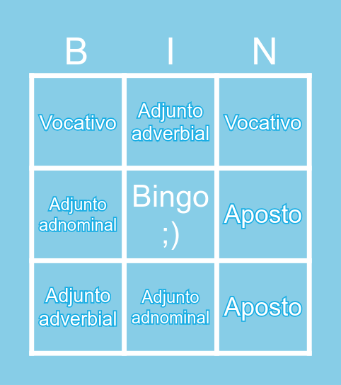 Termos acessórios Bingo Card