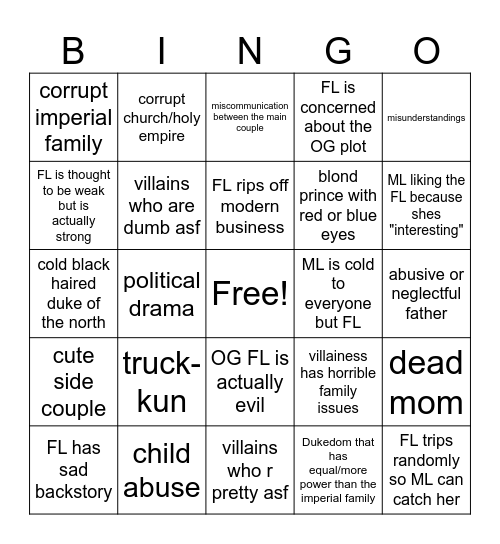 manhwa bingo Card