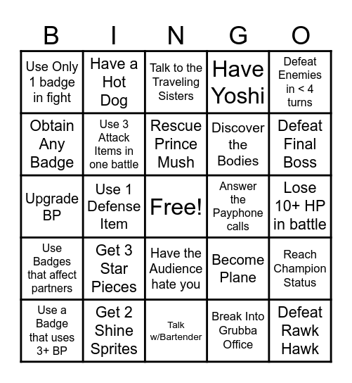 TTYD Bingo (End of Chapter 2 to Chapter 3) Bingo Card