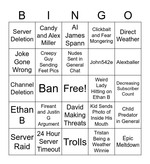 David Schlotthauer Bingo Card