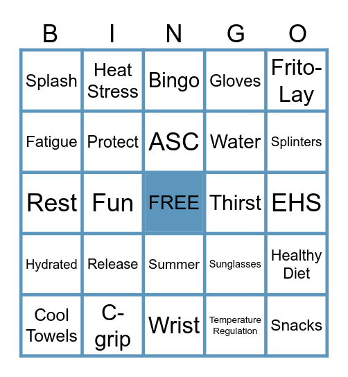 SUMMER OF SAFETY Bingo Card