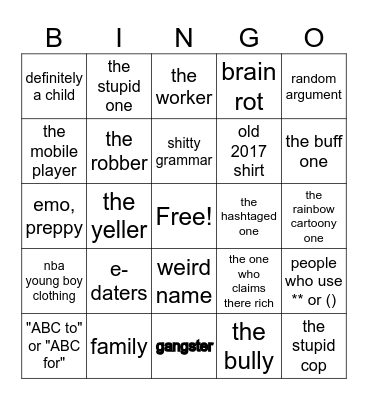 roblox rp bingoyoung Bingo Card