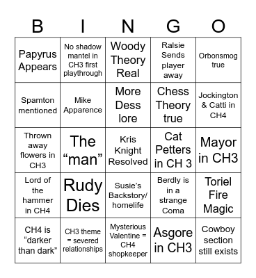 DELTARUNE CH3 & CH4 BINGO Card