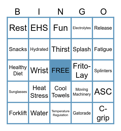 SUMMER OF SAFETY Bingo Card