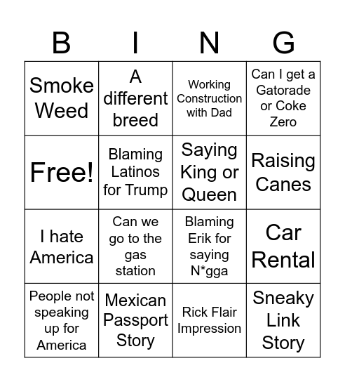 Geo's BINGO Card