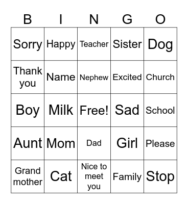 ASl Bingo Card