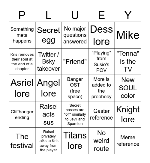 Deltarune CH. 3&4 Bingo Card