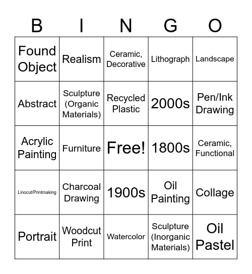 Figge Art Museum Bingo Card