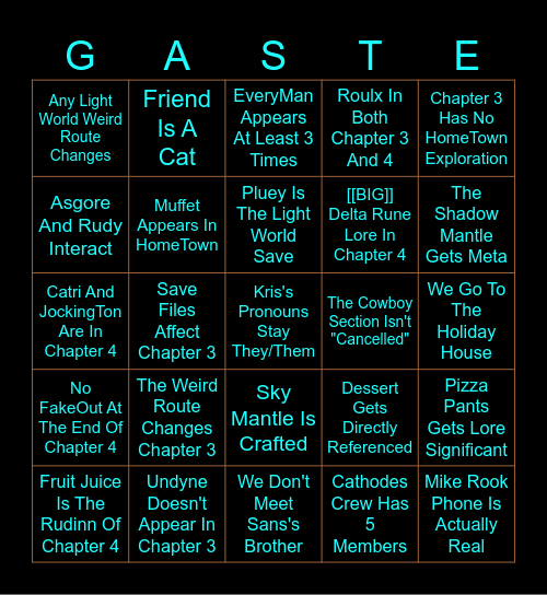 TomoRune Bingo Card Bingo Card