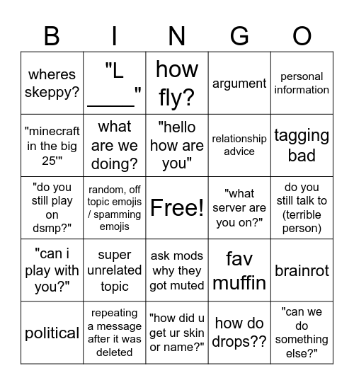 badboyhalo chat bingo Card