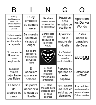 Deltarune Capitulo 4 Bingo Card
