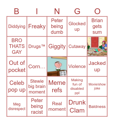 Family guy Bingo Card
