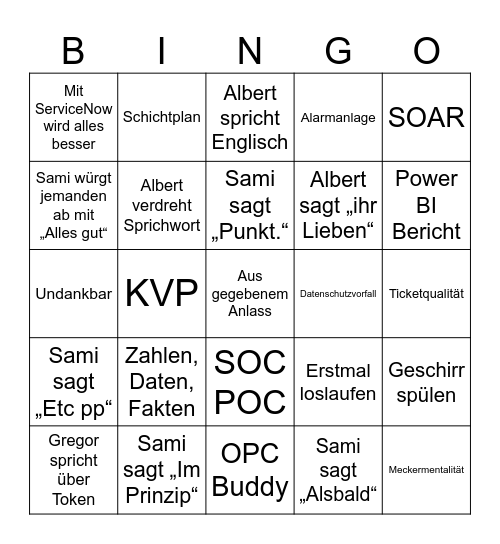 Teammeeting Bingo Card