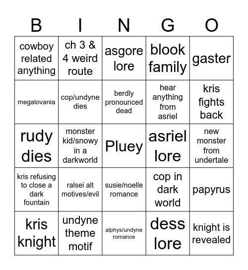deltarunescape Bingo Card
