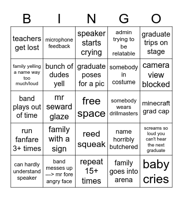 graduation bingo Card