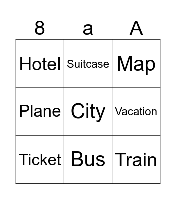 TRAVEL VOCABULARY Bingo Card