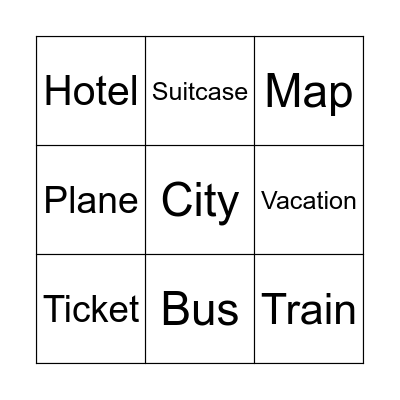 TRAVEL VOCABULARY Bingo Card