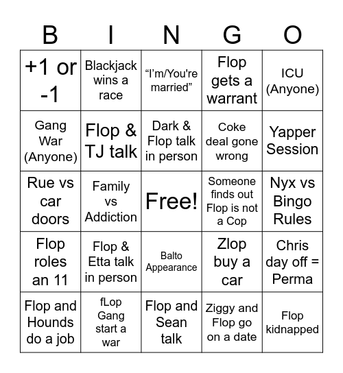 Flop Dugong June Bingo Card