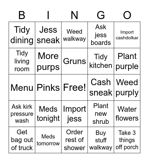 Shiiretime Bingo Card