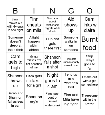 Montreal trip bingo Card
