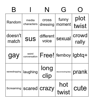 Omegle Vr Bingo Card