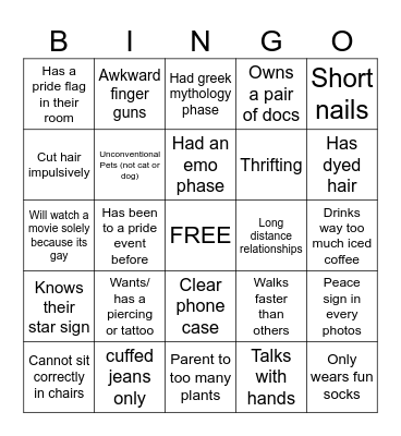 gay bingo Card