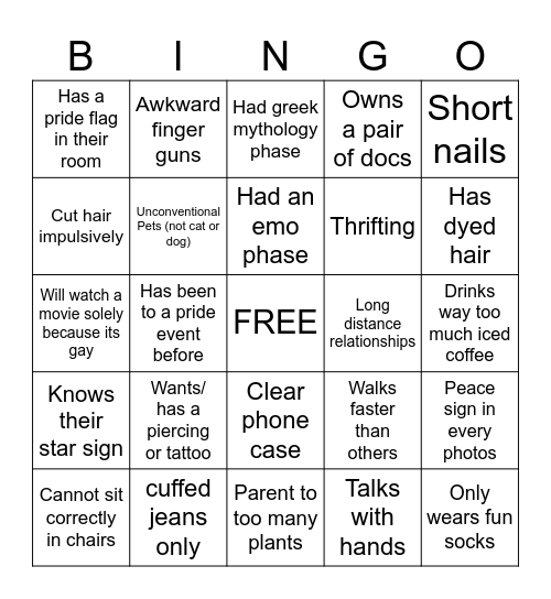 gay bingo Card